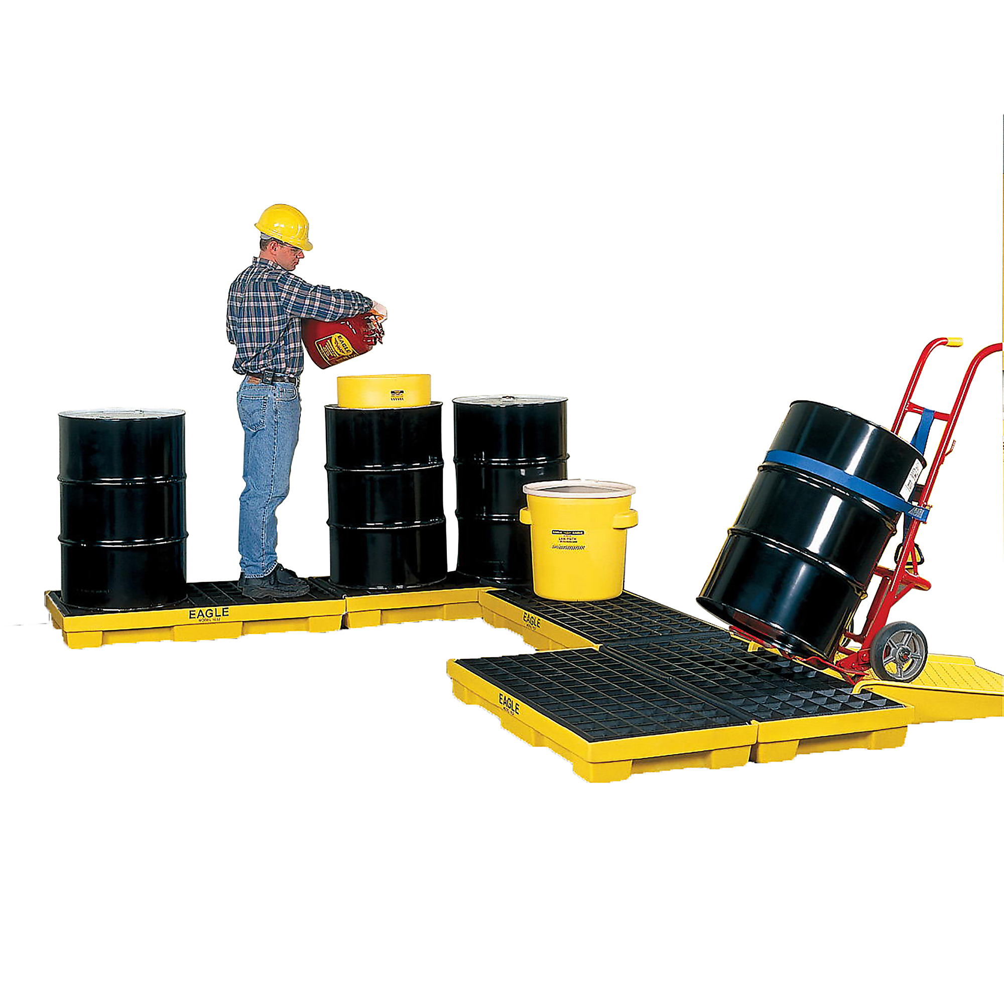 Eagle Modular Spill Platform — 121 Gallon Sump Capacity, 8 Drum, With Drain, Yellow, Model# 1688D